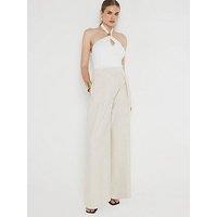 River Island Pleated Wide Leg Trouser - Light Beige