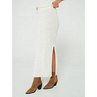 In The Style Cable Knit Maxi Skirt Co-Ord In Cream