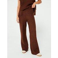In The Style Knitted Wide Leg Trousers Co-Ord Chocolate - Brown
