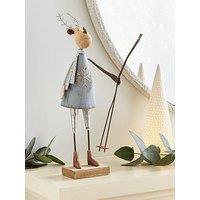 Festive 34 Cm Metal Standing Reindeer Christmas Decoration