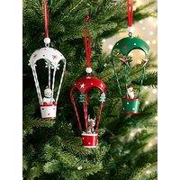 Festive Set Of 3 Hot Air Balloon Christmas Tree Decorations