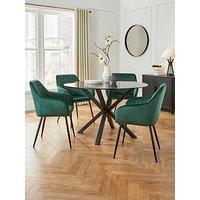 Very Home Chopstick 120 Cm Round Dining Table + 4 Alisha Chairs - Black/Green