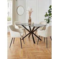 Very Home Chopstick 130 Cm Rectangular Glass Top Dining Table + 4 Alisha Chairs - Black/Natural