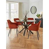 Very Home Chopstick 120 Cm Round Dining Table + 4 Alisha Chairs - Black/Rust