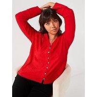 V By Very Curve Button Detail Jersey Top - Red