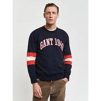 Gant Chest Logo Stripe Crew Sweat - Navy