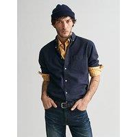 Gant Regular Fit Flannel Melange Long Sleeve Shirt - Navy