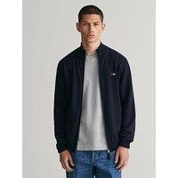 Gant Superfine Lambswool Zip Knitted Cardigan - Navy