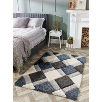 Origins 3D Geo Shaggy Rug - Petrol