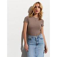 New Look Rust Stretch-Cotton Short-Sleeve Bodysuit