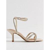 New Look Off-White DiamantÉ-Embellished Twisted-Strap Heel Sandals