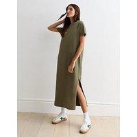 New Look Khaki Cotton Split Hem Midi T-Shirt Dress