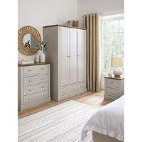 Very Home Crawford 3 Piece Package Deal - 3 Door Wardrobe, 4 Drawer Chest And 2 Drawer Bedside Chest