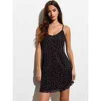 New Look Black Spot Mesh Strappy Mini Dress