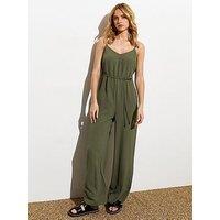 New Look Khaki Green Belted Jumpsuit