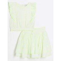 River Island Girls Embroidered Frill Top Set - White