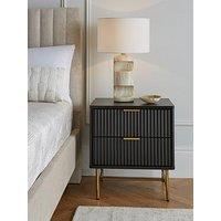 Very Home Cora 2 Drawer Bedside Chest - Black/Brass