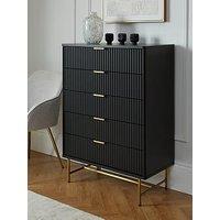 Very Home Cora 5 Drawer Chest - Black/Brass