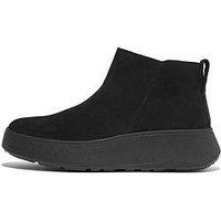 Fitflop F-Mode Suede Flatform Zip Ankle Boots - Black