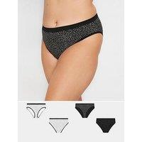 Yours Curve 5 Pack Hi Leg Briefs - Black