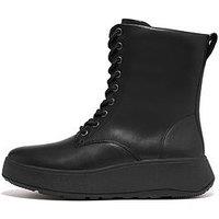 Fitflop F-Mode Leather Lace-Up Flatform Ankle Boots - All - Black