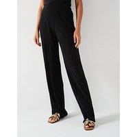 V By Very Plisse Wide Leg Trouser - Black