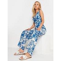 Pixiegirl Petite Blue Contrast Leaf Jumpsuit