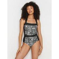M&Co Aztec Monotone Halter Swimsuit - Black