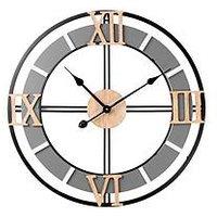 Hometime Metal & Wood Wall Clock With Cut Out Dial - 60Cm