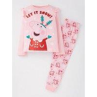 Peppa Pig Christmas Frill Sleeve Pyjamas - Pink