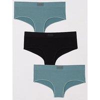 Everybody 3Pk Seamless Hipster Briefs - Black/Teal