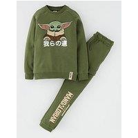 Star Wars The Mandalorian 2 Piece Baby Yoda Grogu Sweat And Jogger Set - Green