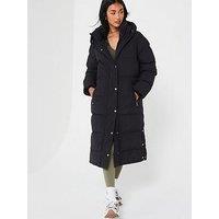 V By Very Longline Double Placket Padded Coat - Black