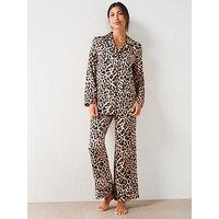 V By Very Leopard Satin Revere Pj Set