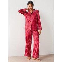 V By Very Candy Cane Printed Revere Pj Set