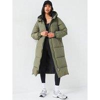 V By Very Water Resistant Padded Longline Hooded Coat - Khaki