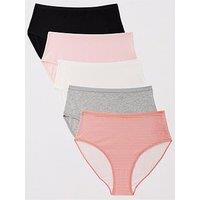 Everyday 5 Pk Cotton Plain And Printed Full High Waisted Briefs