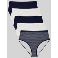Everyday 5 Pk Cotton Plain And Printed Full High Waisted Briefs