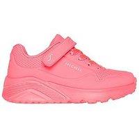 Skechers Girls Uno Lite Embossed Neon Pink Trainer