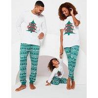 V By Very Womens Family Christmas Pj Printed Legging & Oversized Tee - Green