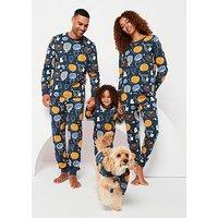 V By Very Women'S Family Halloween Pj Printed Pumpkin Long Sleeve Top And Slim Jogger - Navy