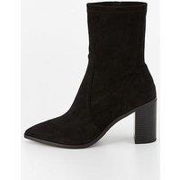 V By Very Block Heel Sock Calf Boot - Black