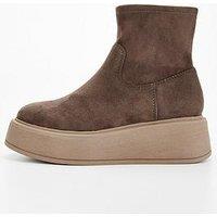 V By Very Wedge Ankle Sock Boot - Grey