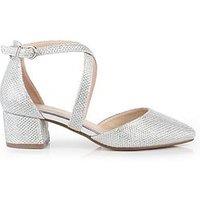 Paradox London Francis Wide Fit Glitter Mesh Heeled Shoe - Silver
