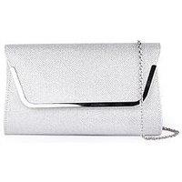 Paradox London Denise Glitter Mesh Clutch Bag - Silver