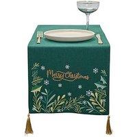 The Very Collection Green Merry Christmas Table Runner