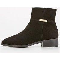 V By Very Flat Ankle Boot With Detail - Black