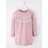 V By Very Girls Fairisle Knitted Dress - Pink