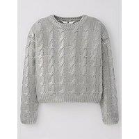 V By Very Girls Metallic Cable Knitted Jumper - Silver