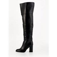 V By Very Over The Knee Block Heel Boot - Black